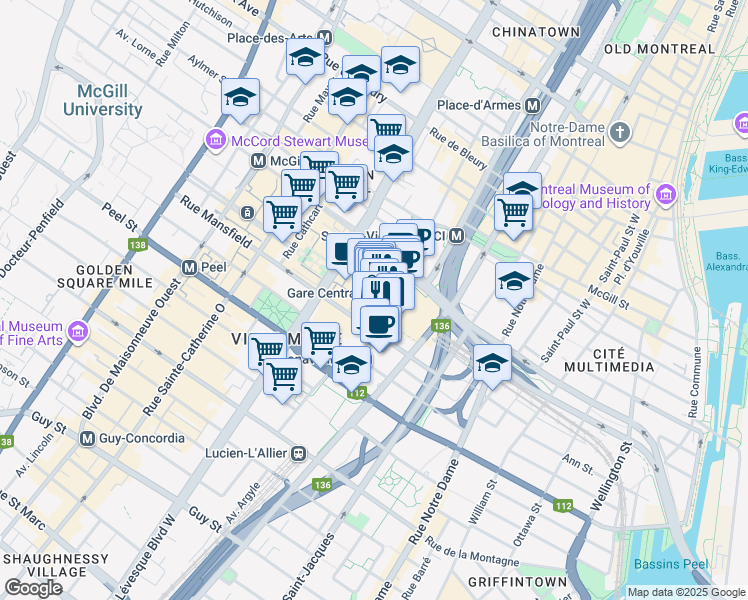 map of restaurants, bars, coffee shops, grocery stores, and more near 920 Rue Belmont in Montréal