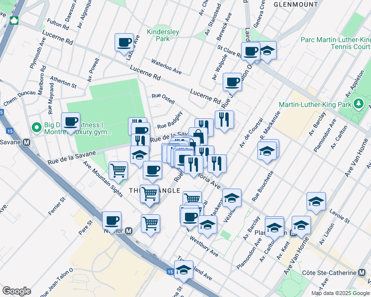 map of restaurants, bars, coffee shops, grocery stores, and more near in Montreal