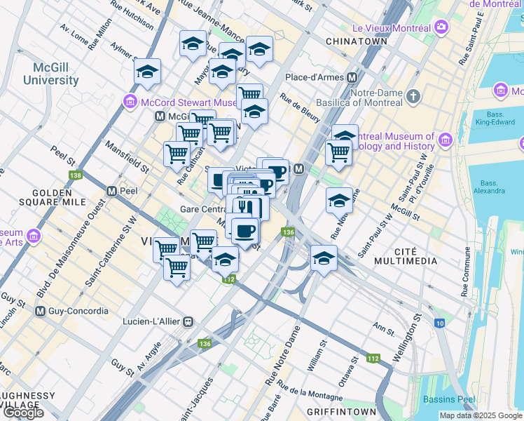 map of restaurants, bars, coffee shops, grocery stores, and more near 920 Rue Belmont in Montréal