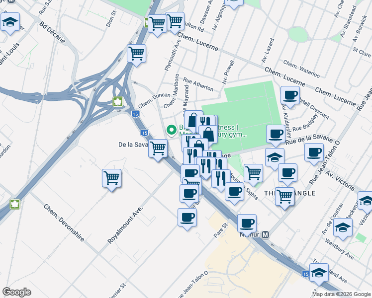 map of restaurants, bars, coffee shops, grocery stores, and more near 8225 Rue Labarre in Montréal