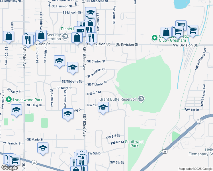 map of restaurants, bars, coffee shops, grocery stores, and more near 4010 Northwest 3rd Street in Gresham