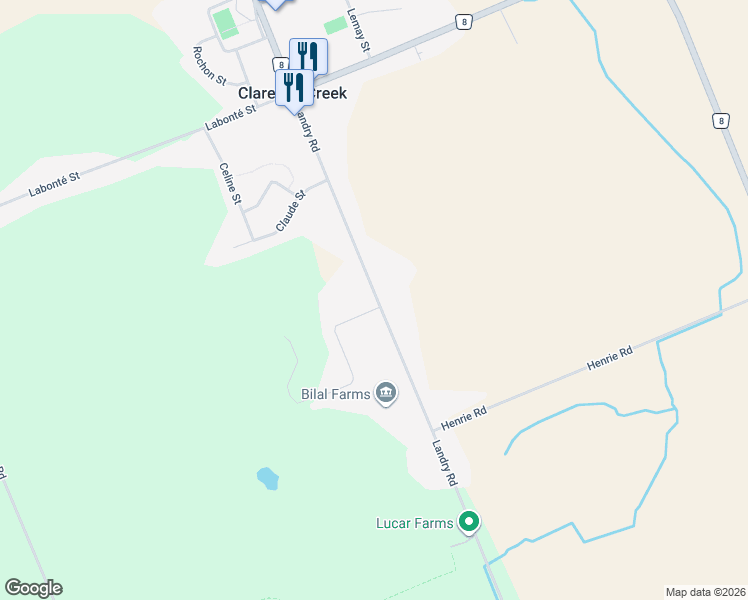 map of restaurants, bars, coffee shops, grocery stores, and more near 202 Roxanne Street in Clarence Creek