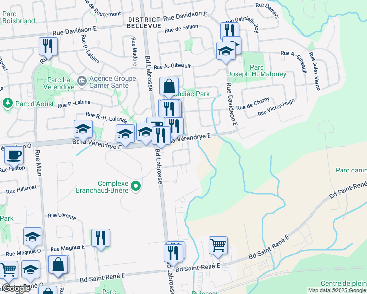 map of restaurants, bars, coffee shops, grocery stores, and more near 11 Rue de Pontbriand in Gatineau