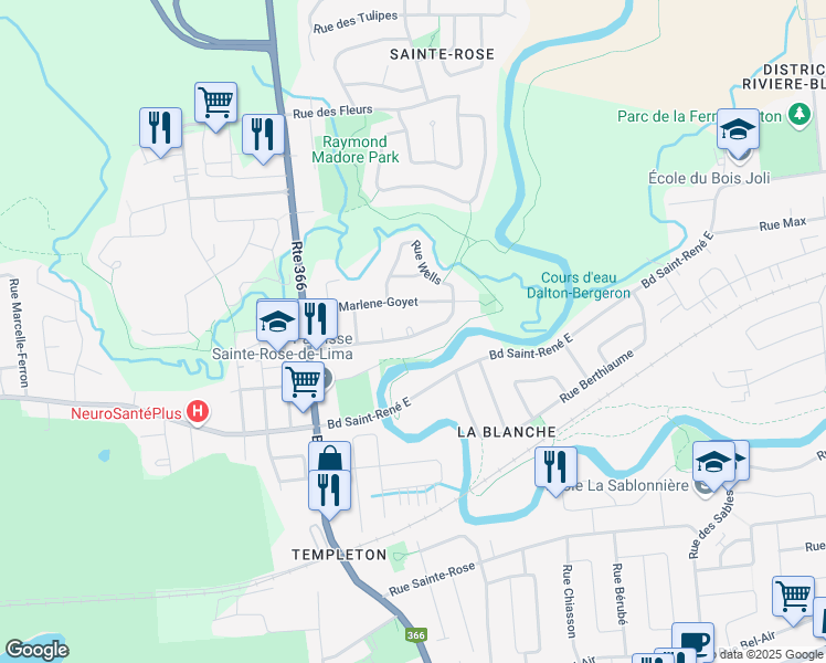 map of restaurants, bars, coffee shops, grocery stores, and more near 71 Rue Vincent Legris in Gatineau