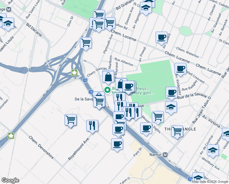 map of restaurants, bars, coffee shops, grocery stores, and more near 5075 Rue de Sorel in Montréal