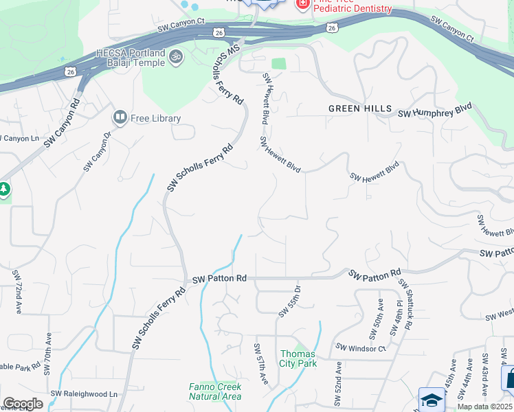 map of restaurants, bars, coffee shops, grocery stores, and more near 3061 Southwest 55th Drive in Portland