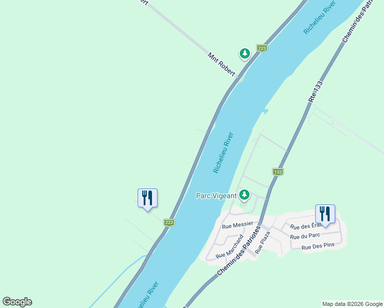 map of restaurants, bars, coffee shops, grocery stores, and more near 231 Chemin du Richelieu in Saint-Basile-le-Grand