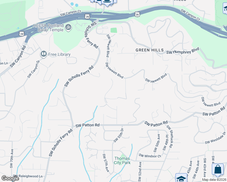 map of restaurants, bars, coffee shops, grocery stores, and more near 3012 Southwest 55th Drive in Portland