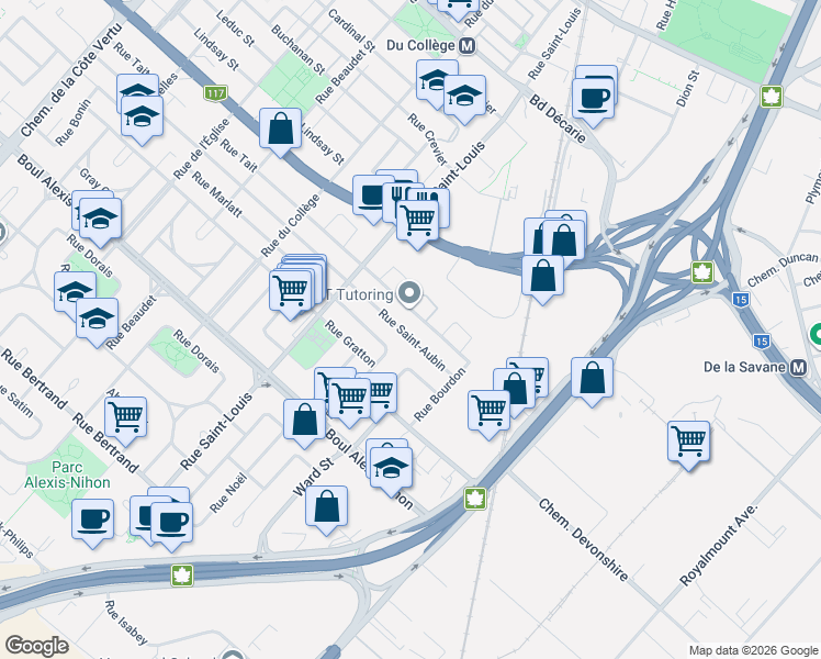 map of restaurants, bars, coffee shops, grocery stores, and more near 295 Rue Saint-Aubin in Montréal
