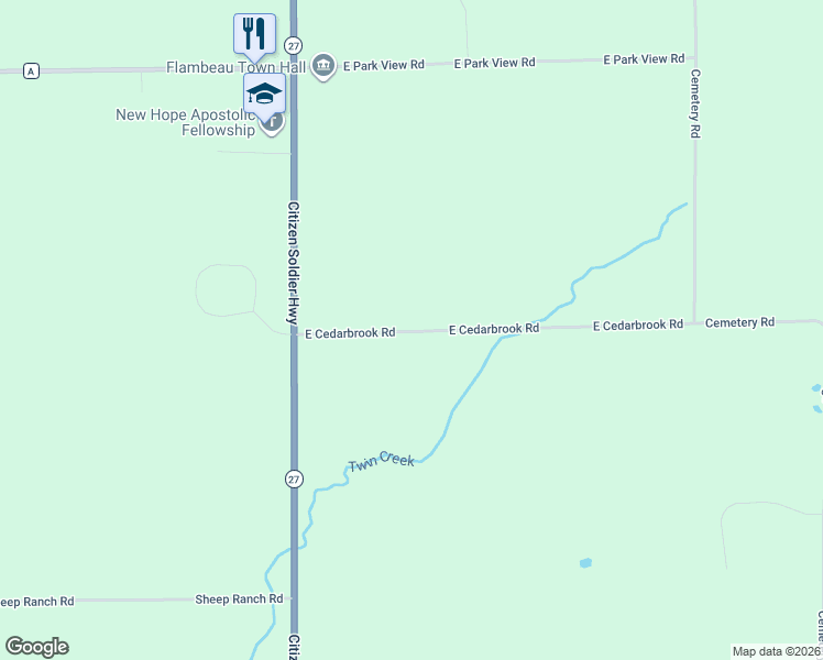 map of restaurants, bars, coffee shops, grocery stores, and more near W8416 East Cedarbrook Road in Ladysmith