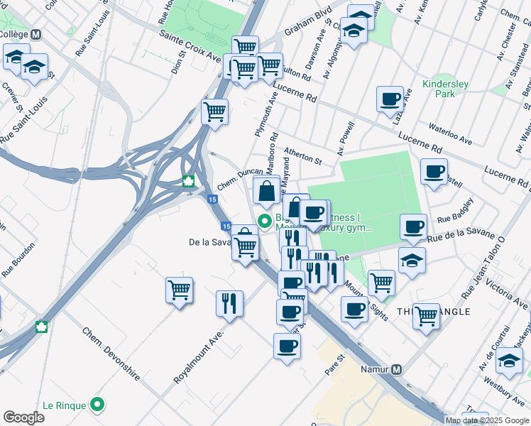 map of restaurants, bars, coffee shops, grocery stores, and more near in Montreal