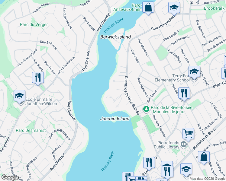 map of restaurants, bars, coffee shops, grocery stores, and more near 114 Rue du Docteur in Montréal