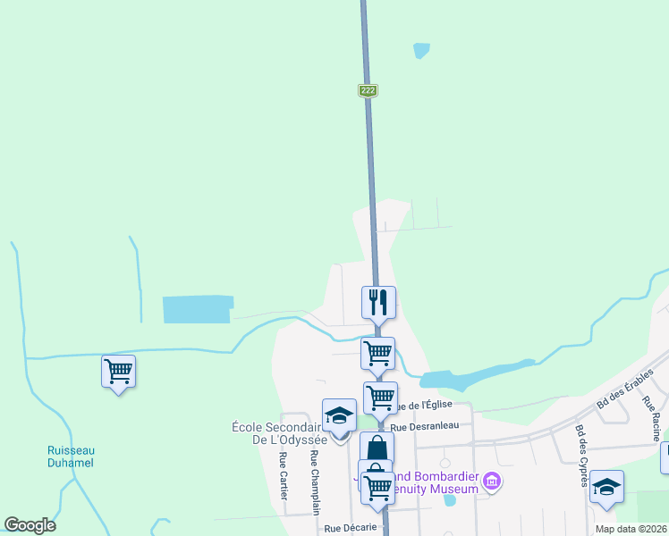 map of restaurants, bars, coffee shops, grocery stores, and more near 570 Rue Bernier in Valcourt