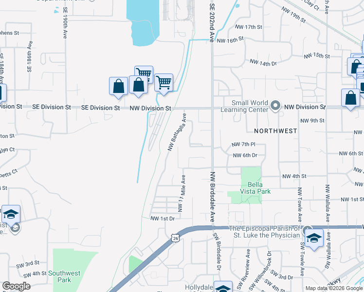 map of restaurants, bars, coffee shops, grocery stores, and more near 780 Northwest Mawrcrest Drive in Gresham