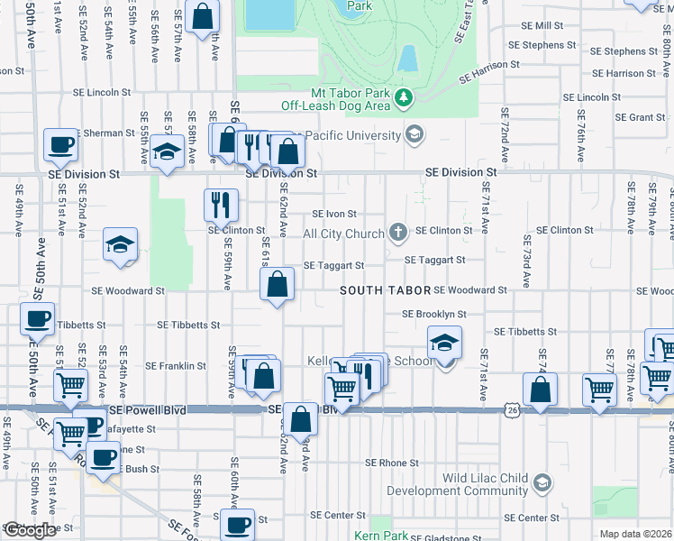 map of restaurants, bars, coffee shops, grocery stores, and more near in Portland