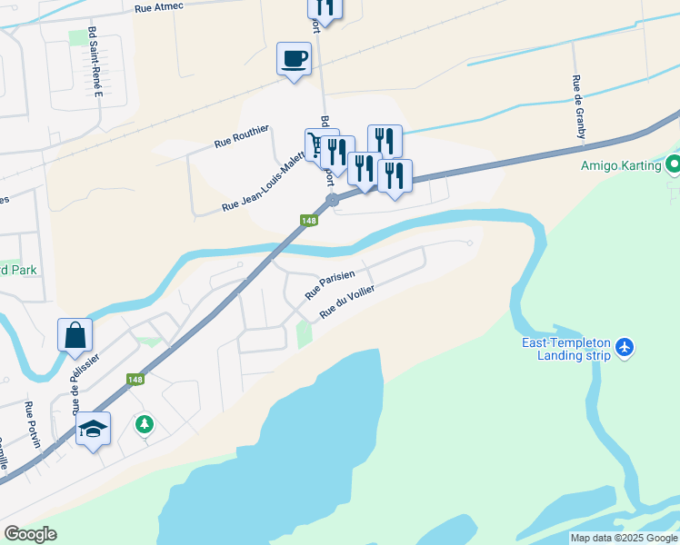 map of restaurants, bars, coffee shops, grocery stores, and more near 1735 Rue Parisien in Gatineau