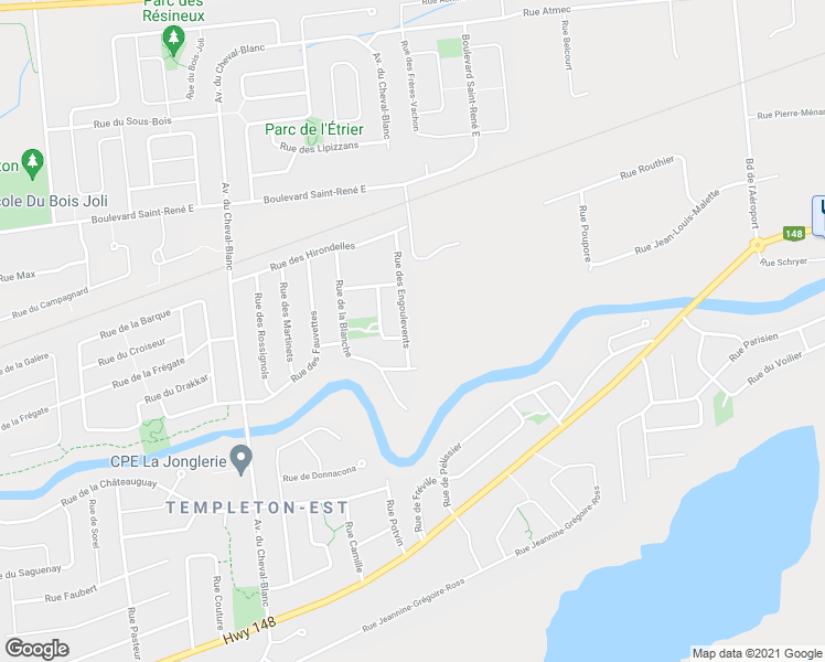 map of restaurants, bars, coffee shops, grocery stores, and more near 28 Rue des Engoulevents in Gatineau