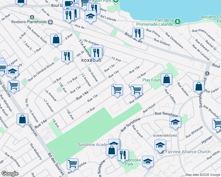 map of restaurants, bars, coffee shops, grocery stores, and more near in Montreal