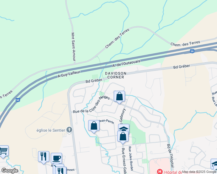 map of restaurants, bars, coffee shops, grocery stores, and more near 156 Rue Louis Colin in Gatineau
