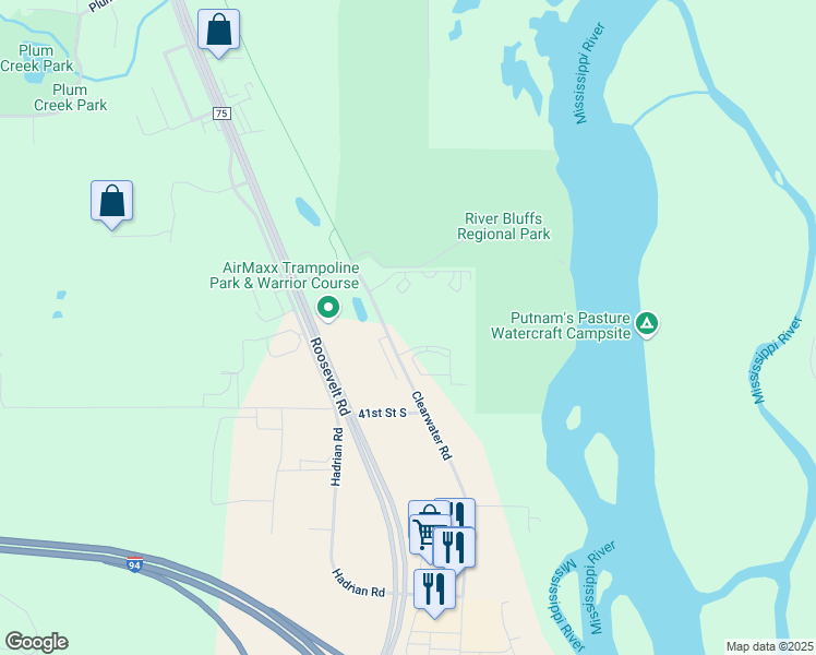 map of restaurants, bars, coffee shops, grocery stores, and more near 319 Laudenbach Court in St. Cloud