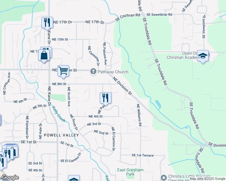map of restaurants, bars, coffee shops, grocery stores, and more near 752 Northeast Wendy Lane in Gresham