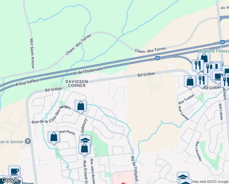 map of restaurants, bars, coffee shops, grocery stores, and more near 85 Rue du Musée in Gatineau