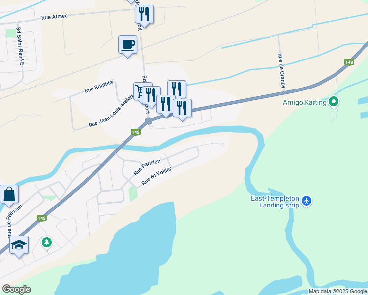 map of restaurants, bars, coffee shops, grocery stores, and more near 1815 Rue Parisien in Gatineau