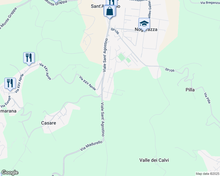 map of restaurants, bars, coffee shops, grocery stores, and more near 122 Via Mistrorigo in Nogarazza