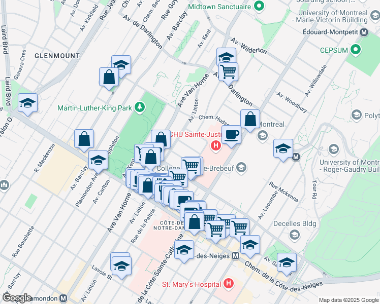 map of restaurants, bars, coffee shops, grocery stores, and more near 5892 Rue Dolbeau in Montréal