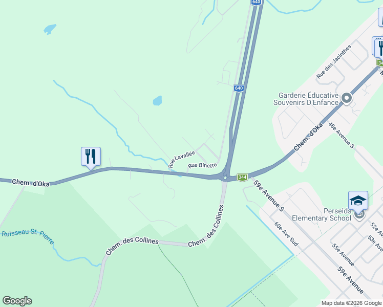 map of restaurants, bars, coffee shops, grocery stores, and more near Rue Lavallée in Laurentides