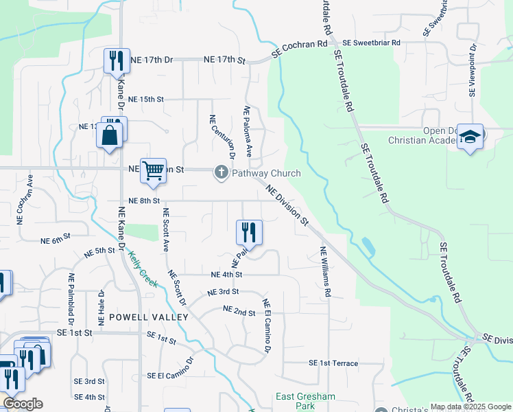 map of restaurants, bars, coffee shops, grocery stores, and more near 752 Northeast Wendy Lane in Gresham
