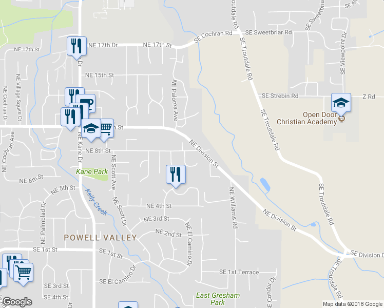 map of restaurants, bars, coffee shops, grocery stores, and more near 752 Northeast Wendy Lane in Gresham