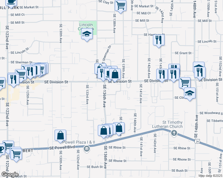 map of restaurants, bars, coffee shops, grocery stores, and more near in Portland