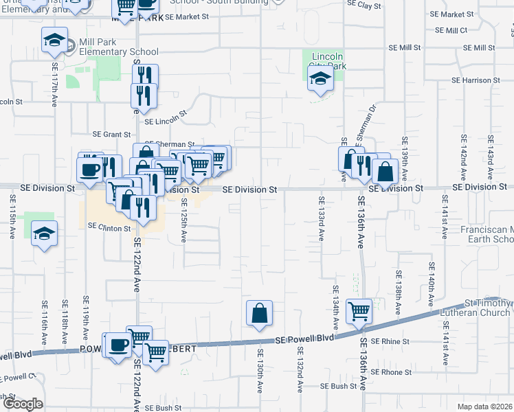 map of restaurants, bars, coffee shops, grocery stores, and more near in Portland