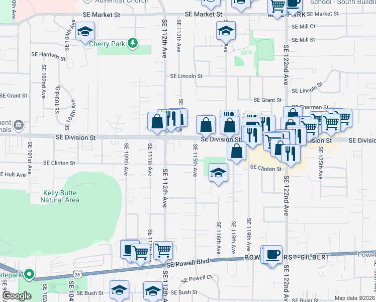 map of restaurants, bars, coffee shops, grocery stores, and more near in Portland