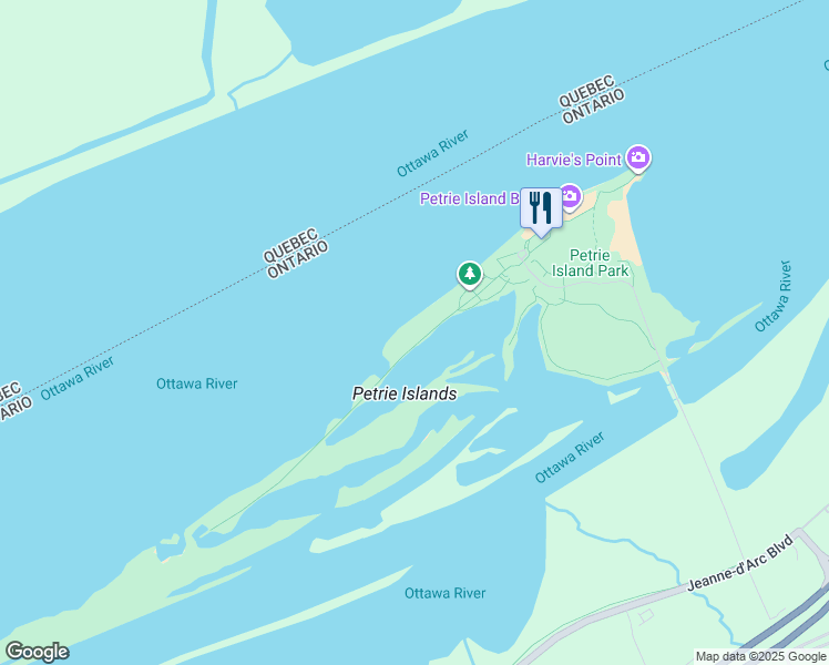 map of restaurants, bars, coffee shops, grocery stores, and more near 717 Trim Road in Ottawa