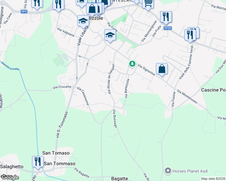 map of restaurants, bars, coffee shops, grocery stores, and more near 11 Vicolo Sedesina in Bedizzole