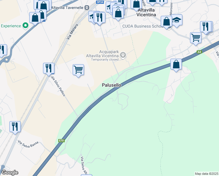 map of restaurants, bars, coffee shops, grocery stores, and more near 41 Via G. Mazzini in Palusello