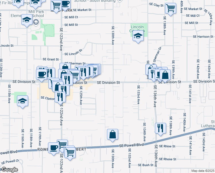 map of restaurants, bars, coffee shops, grocery stores, and more near in Portland