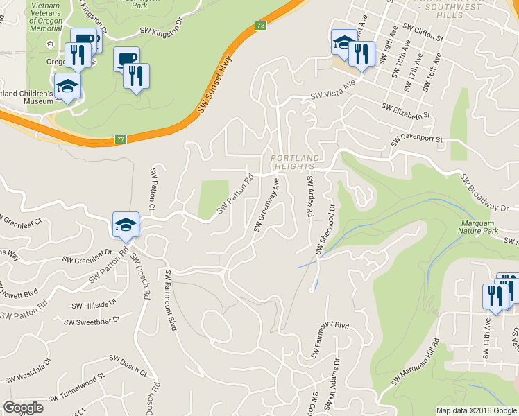 map of restaurants, bars, coffee shops, grocery stores, and more near 2752 Southwest Roswell Avenue in Portland