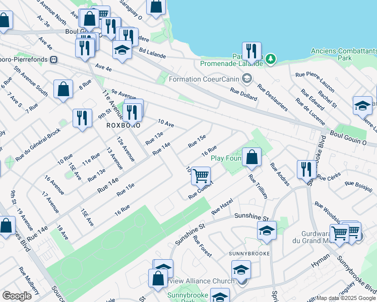 map of restaurants, bars, coffee shops, grocery stores, and more near in Montreal