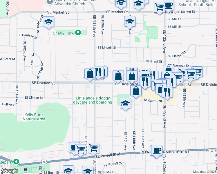 map of restaurants, bars, coffee shops, grocery stores, and more near in Portland