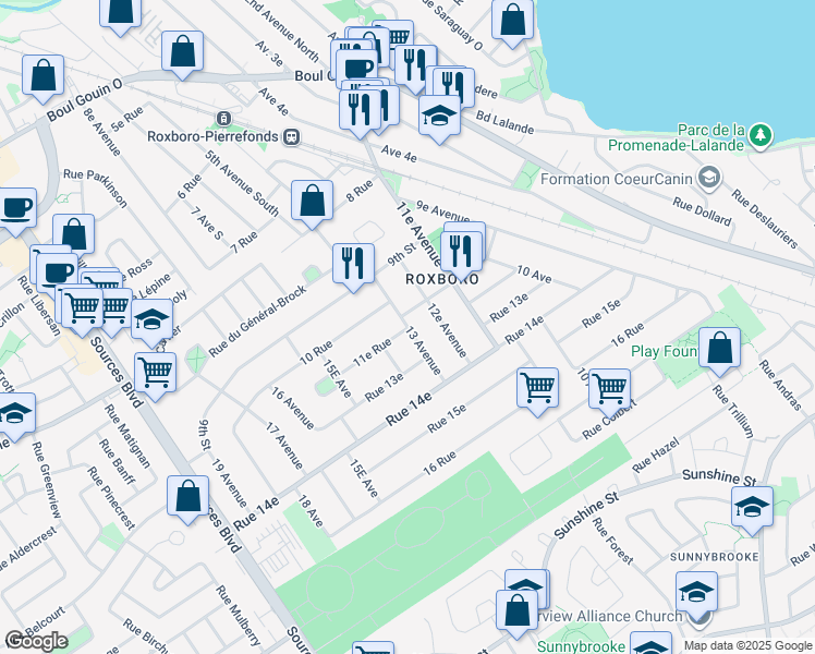 map of restaurants, bars, coffee shops, grocery stores, and more near 42 13 Avenue in Montreal