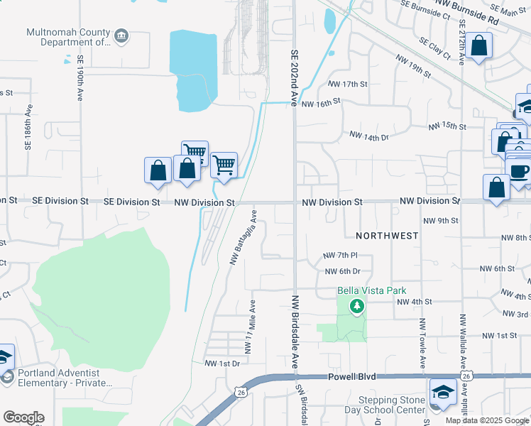 map of restaurants, bars, coffee shops, grocery stores, and more near 900 Northwest Mawrcrest Drive in Gresham