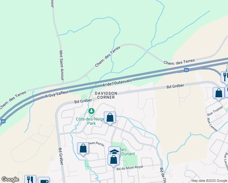 map of restaurants, bars, coffee shops, grocery stores, and more near 1064 Boulevard Gréber in Gatineau