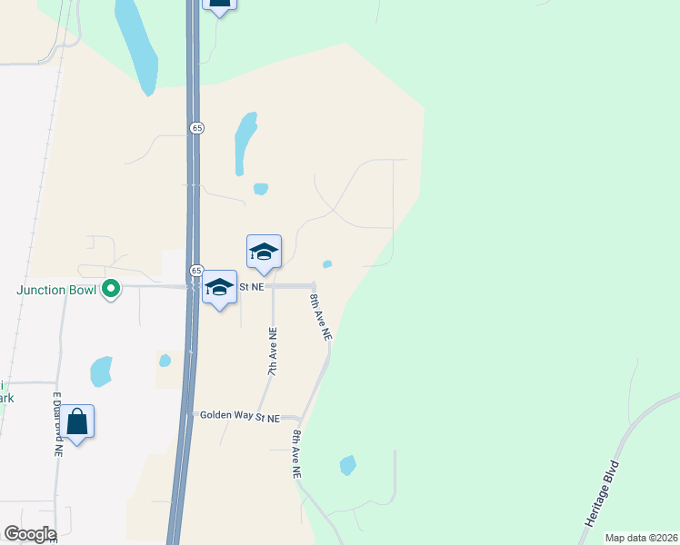 map of restaurants, bars, coffee shops, grocery stores, and more near 8th Avenue Northeast in Isanti