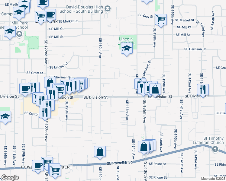 map of restaurants, bars, coffee shops, grocery stores, and more near in Portland