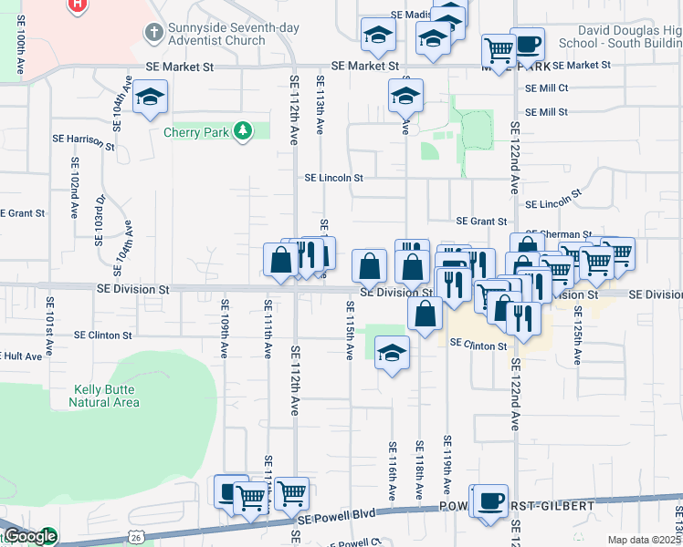 map of restaurants, bars, coffee shops, grocery stores, and more near in Portland