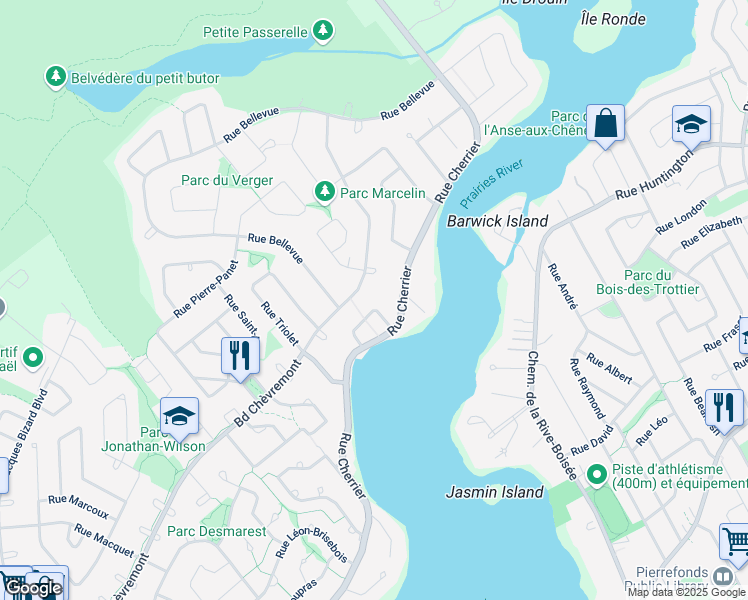 map of restaurants, bars, coffee shops, grocery stores, and more near 8 Rue Émile in Montréal