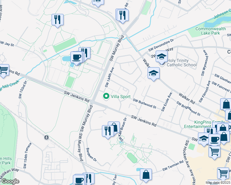 map of restaurants, bars, coffee shops, grocery stores, and more near 14146 Southwest Burlwood Lane in Beaverton